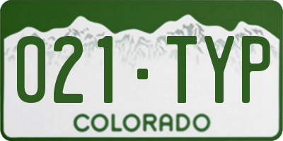 CO license plate 021TYP