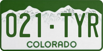 CO license plate 021TYR