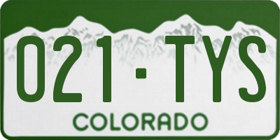 CO license plate 021TYS
