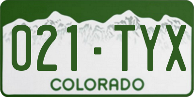 CO license plate 021TYX