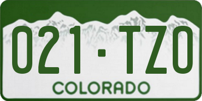 CO license plate 021TZO