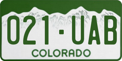 CO license plate 021UAB