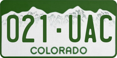 CO license plate 021UAC
