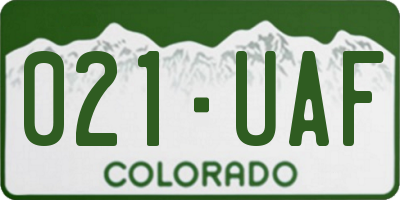 CO license plate 021UAF
