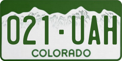 CO license plate 021UAH