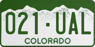 CO license plate 021UAL