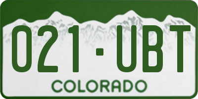 CO license plate 021UBT