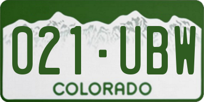 CO license plate 021UBW