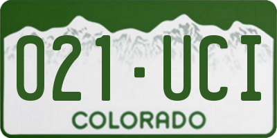 CO license plate 021UCI