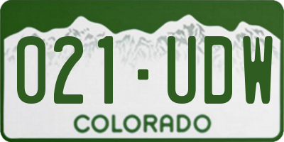 CO license plate 021UDW