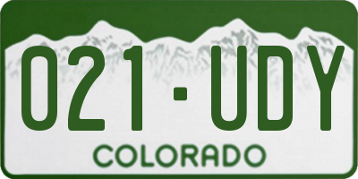 CO license plate 021UDY