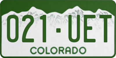 CO license plate 021UET