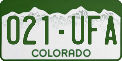 CO license plate 021UFA