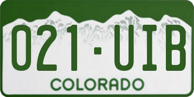 CO license plate 021UIB