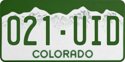 CO license plate 021UID