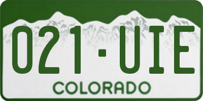 CO license plate 021UIE
