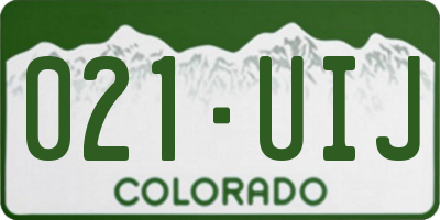 CO license plate 021UIJ