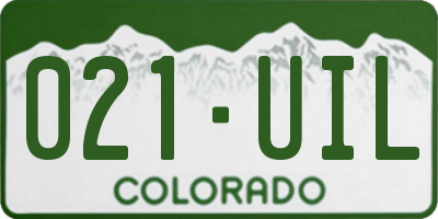CO license plate 021UIL