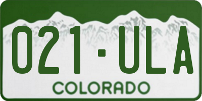 CO license plate 021ULA