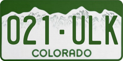 CO license plate 021ULK