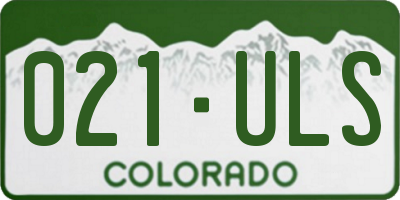 CO license plate 021ULS