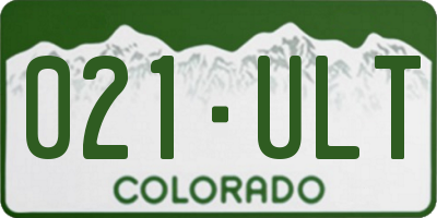 CO license plate 021ULT