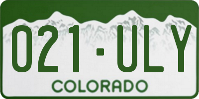 CO license plate 021ULY
