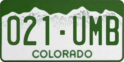 CO license plate 021UMB