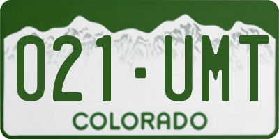CO license plate 021UMT