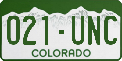 CO license plate 021UNC