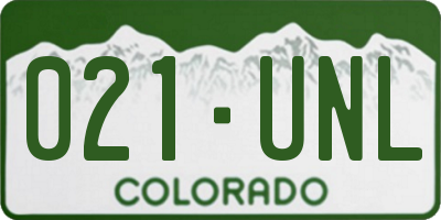 CO license plate 021UNL