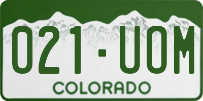 CO license plate 021UOM