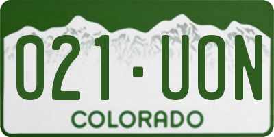 CO license plate 021UON
