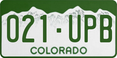 CO license plate 021UPB