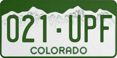 CO license plate 021UPF