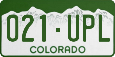 CO license plate 021UPL