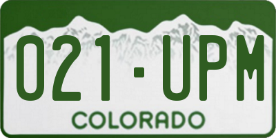 CO license plate 021UPM