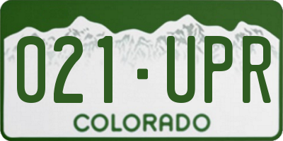 CO license plate 021UPR