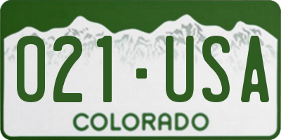 CO license plate 021USA