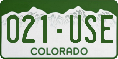 CO license plate 021USE