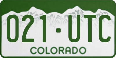 CO license plate 021UTC