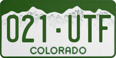 CO license plate 021UTF