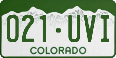 CO license plate 021UVI