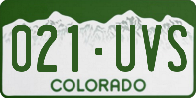 CO license plate 021UVS
