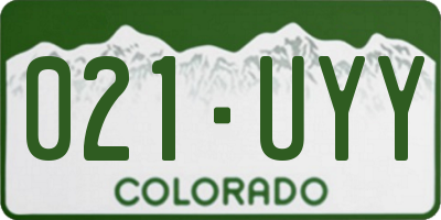 CO license plate 021UYY