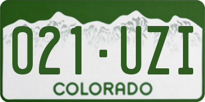 CO license plate 021UZI