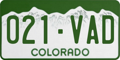 CO license plate 021VAD