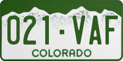 CO license plate 021VAF