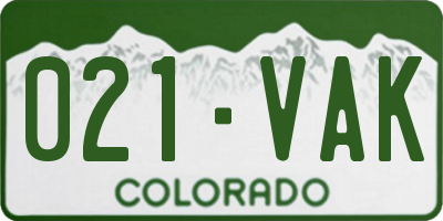 CO license plate 021VAK