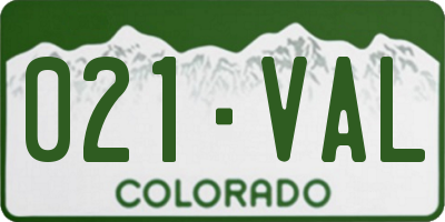 CO license plate 021VAL